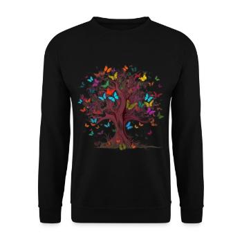 Papillon Arbre Papillons colorés Mouches - Sweat-shirt Unisexe - noir - Devant - Alina (178cm) & Michal (187cm)