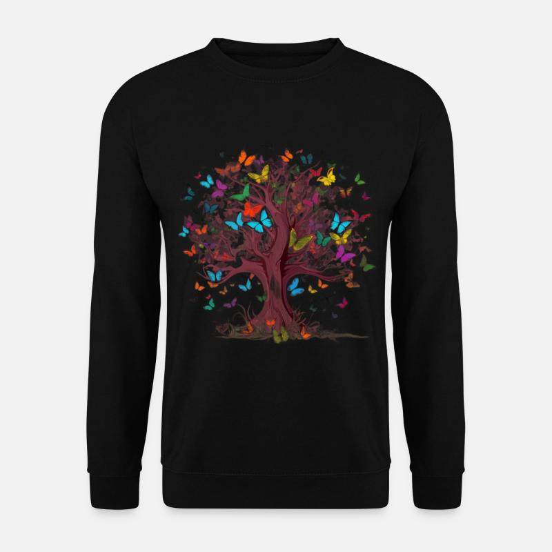 Schmetterlingsbaum Bunte Schmetterlinge Fliegen - Unisex Pullover - Schwarz