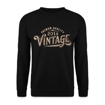 2014 Jahrgang 2014 Retro 2014 Geburtstagsgeschenk - Unisex Pullover - Schwarz - Vorne - Alina (178cm) & Michal (187cm)