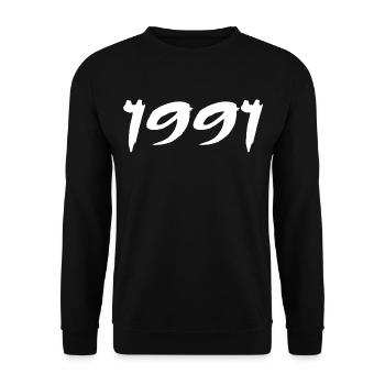 1991 34th Anniversary Gift 1991 Retro 1991 - Unisex Sweatshirt - black - Front - Alina (178cm) & Michal (187cm)