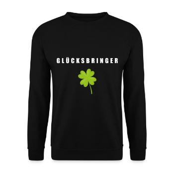 Glücksbringer Kleeblatt - Unisex Pullover - Schwarz - Vorne - Alina (178cm) & Michal (187cm)