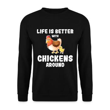 Life is better with chickens farmer farmer chicken - Unisex Sweatshirt - black - Front - Alina (178cm) & Michal (187cm)