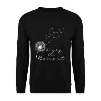 Enjoy the moment blowball dandelion lightness - Unisex Sweatshirt - black - Front - Alina (178cm) & Michal (187cm)