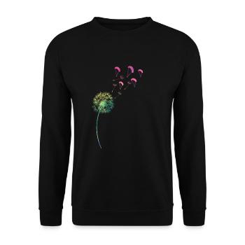 Regenbogen Pusteblume Löwenzahn Gleitschirm - Unisex Pullover - Schwarz - Vorne - Alina (178cm) & Michal (187cm)