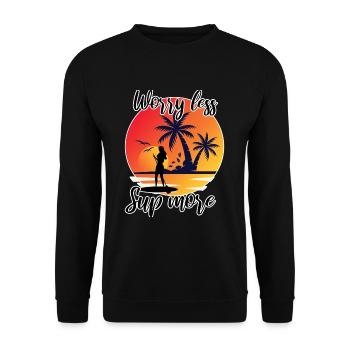 Worry less sup more Stand up paddle sunrise - Unisex Sweatshirt - black - Front - Alina (178cm) & Michal (187cm)