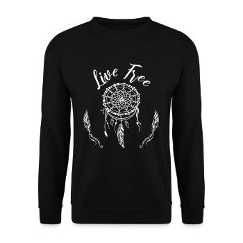 Live Free Dream Catcher Indians Feathers Feather - Unisex Sweatshirt - black - Front - Alina (178cm) & Michal (187cm)