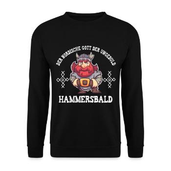 Nordische Gott der Ungeduld Hammersbald Wikinger - Unisex Pullover - Schwarz - Vorne - Alina (178cm) & Michal (187cm)