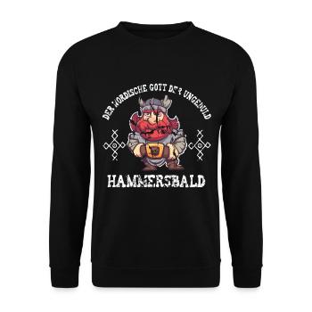 Nordische Gott der Ungeduld Hammersbald Wikinger - Unisex Pullover - Schwarz - Vorne - Alina (178cm) & Michal (187cm)