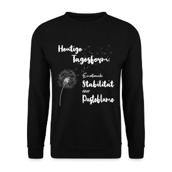 Heutige Tagesform Emotionale Pusteblume Löwenzahn - Unisex Pullover - Schwarz - Vorne - Alina (178cm) & Michal (187cm)