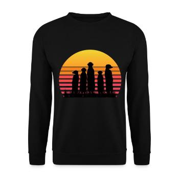 Cadeau vintage rétro de la famille Meerkat Meerkat - Sweat-shirt Unisexe - noir - Devant - Alina (178cm) & Michal (187cm)