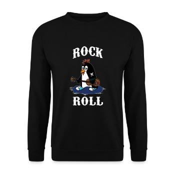 RocknRoll Rocker Tattoo Penguin musician - Unisex Sweatshirt - black - Front - Alina (178cm) & Michal (187cm)