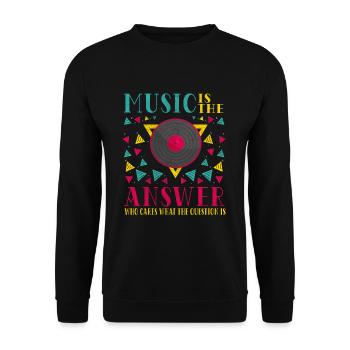 Vinyl Musiker Retro Musik Vinyl Vintage Musizieren - Unisex Pullover - Schwarz - Vorne - Alina (178cm) & Michal (187cm)