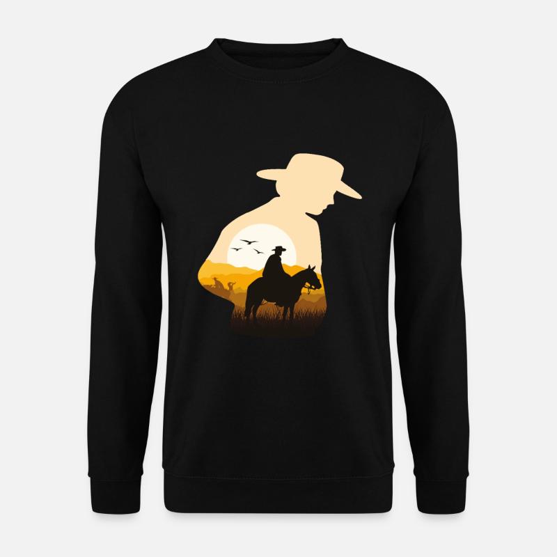 Cowboy Pferd Sonnenuntergang - Unisex Pullover - Schwarz