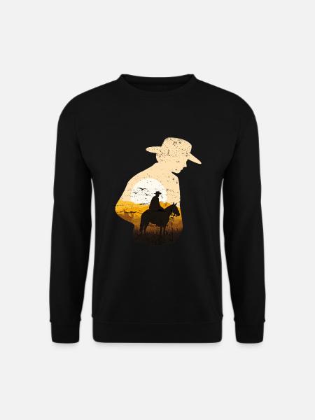 Cowboy Sonnenuntergang Vintage Western - Unisex Pullover - Schwarz