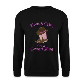 Chapeau de cowboy Wild West Western Bottes de cowboy Chapeau - Sweat-shirt Unisexe - noir - Devant - Alina (178cm) & Michal (187cm)