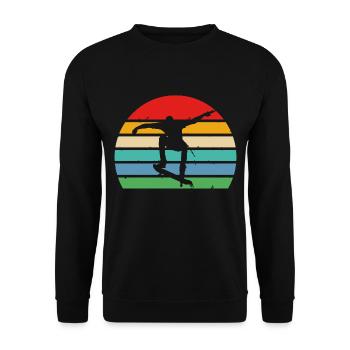 Skate Skateboard Retro Skater Vintage Skateboarder - Unisex Pullover - Schwarz - Vorne - Alina (178cm) & Michal (187cm)