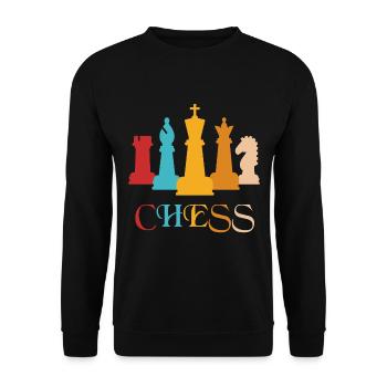 Echecs Echecs Pièce d'échecs Echiquier Checkmate - Sweat-shirt Unisexe - noir - Devant - Alina (178cm) & Michal (187cm)