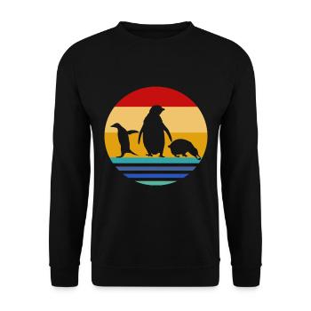 Penguin retro 70s animals animal lover animal - Unisex Sweatshirt - black - Front - Alina (178cm) & Michal (187cm)