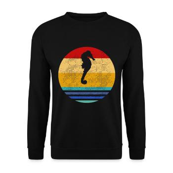 Retro Seepferd - Unisex Pullover - Schwarz - Vorne - Alina (178cm) & Michal (187cm)