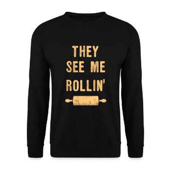énonciations drôles boulanger boulangerie - Sweat-shirt Unisexe - noir - Devant - Alina (178cm) & Michal (187cm)