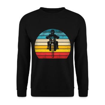 Motorrad Retro Vintage Motocross Biker Bike - Unisex Pullover - Schwarz - Vorne - Alina (178cm) & Michal (187cm)
