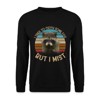 Raccoon Retro Vintage Funny Animals Animal Lovers - Unisex Sweatshirt - black - Front - Alina (178cm) & Michal (187cm)