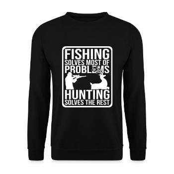 Fisherman hunting hunter hunting hunting deer hunting - Unisex Sweatshirt - black - Front - Alina (178cm) & Michal (187cm)