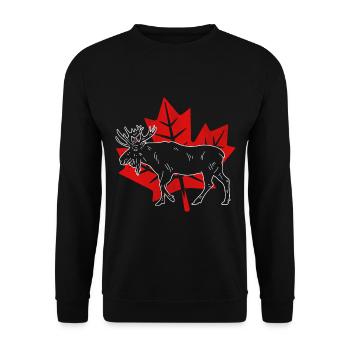 Kanadier Elch Kanada Canada Flagge Ahornblatt - Unisex Pullover - Schwarz - Vorne - Alina (178cm) & Michal (187cm)