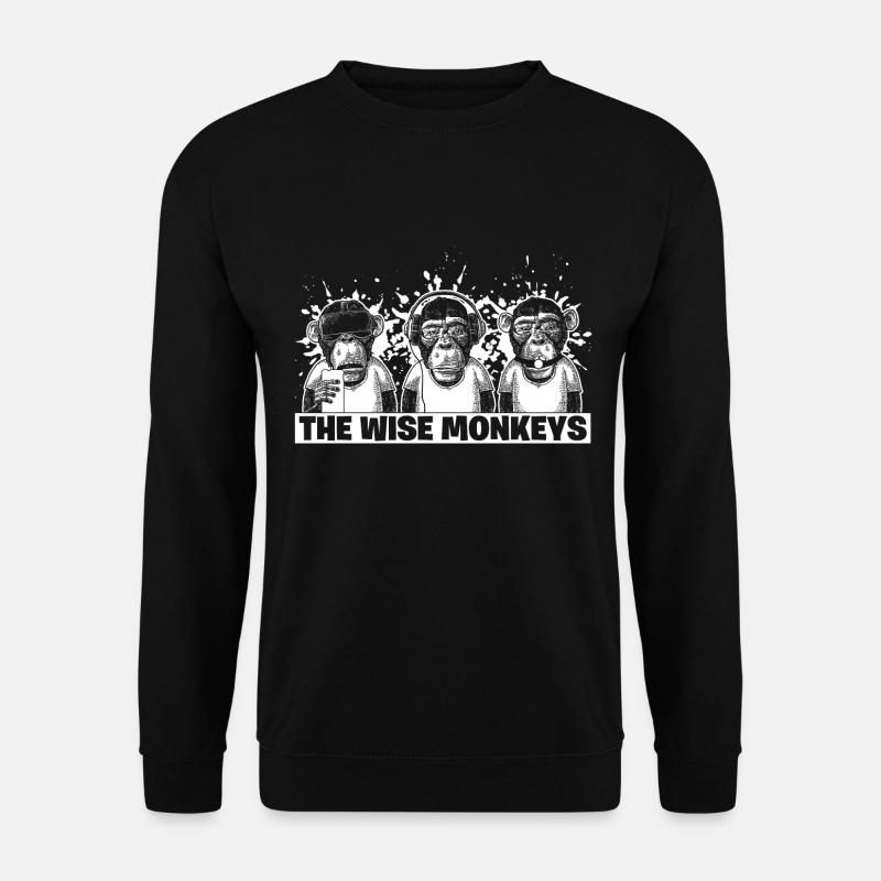 Funny Monkey Monkeys See Animals Hear Speak - Unisex Sweatshirt - black