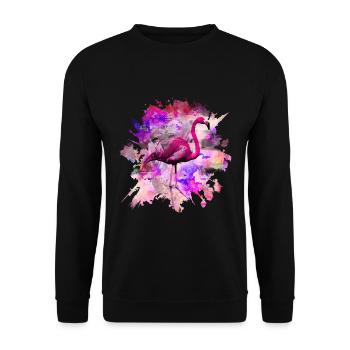 Pink Flamingo - Unisex Pullover - Schwarz - Vorne - Alina (178cm) & Michal (187cm)