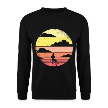 Flöte - Unisex Pullover - Schwarz - Vorne - Alina (178cm) & Michal (187cm)