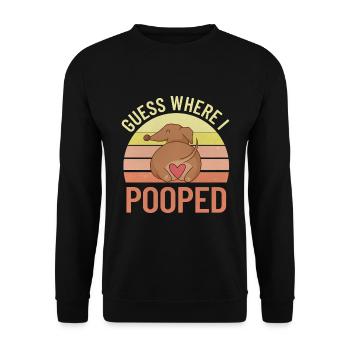 Dachshund Poop Lustige Wiener Weiner Hund - Unisex Pullover - Schwarz - Vorne - Alina (178cm) & Michal (187cm)