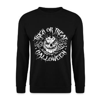 Halloween Trick or Treat Pumpkin - Horror - Unisex Sweatshirt - black - Front - Alina (178cm) & Michal (187cm)