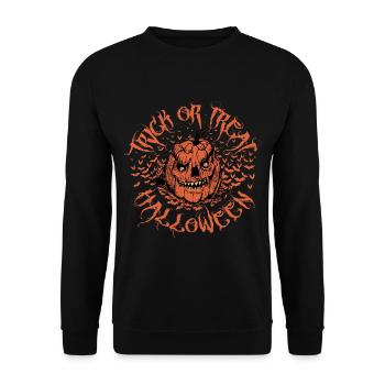 Halloween Scary Pumpkin Head - Unisex Sweatshirt - black - Front - Alina (178cm) & Michal (187cm)