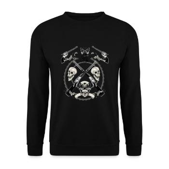 Skull Motiv Totenkopf - Unisex Pullover - Schwarz - Vorne - Alina (178cm) & Michal (187cm)