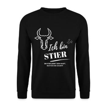 Ich bin Stier Sternzeichen Astrologie - Unisex Pullover - Schwarz - Vorne - Alina (178cm) & Michal (187cm)