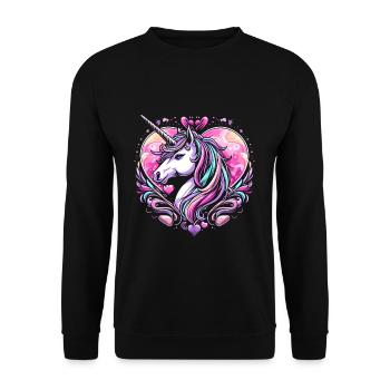 UNICORN FAIRY TALE PRINCESS CASTLE MAGIC CREATIVE - Unisex Sweatshirt - black - Front - Alina (178cm) & Michal (187cm)