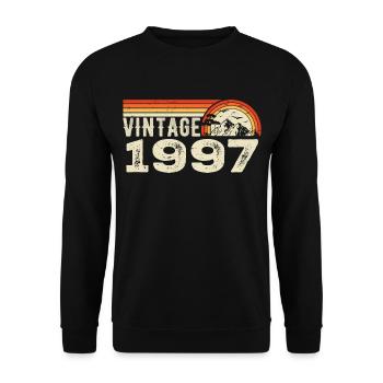 Jahrgang 1997 Geburtstagsgeschenk 1997 Retro 1997 - Unisex Pullover - Schwarz - Vorne - Alina (178cm) & Michal (187cm)