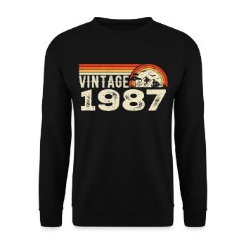 Vintage 1987 Cadeau Anniversaire 1987 Rétro 1987 - Sweat-shirt Unisexe - noir - Devant - Alina (178cm) & Michal (187cm)