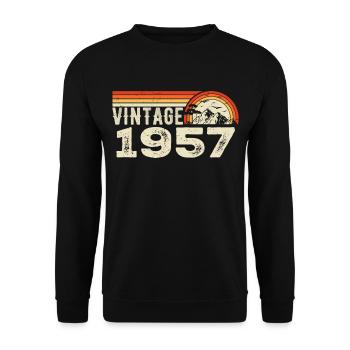 Vintage 1957 Geburtstagsgeschenk 1957 Retro 1957 - Unisex Pullover - Schwarz - Vorne - Alina (178cm) & Michal (187cm)