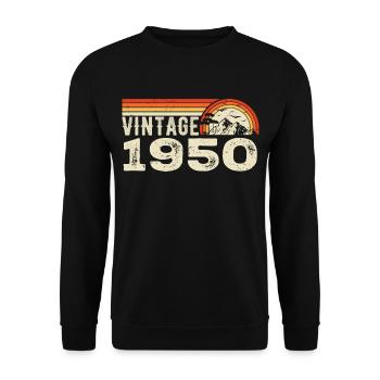 Vintage 1950 Cadeau Anniversaire 1950 Rétro 1950 - Sweat-shirt Unisexe - noir - Devant - Alina (178cm) & Michal (187cm)