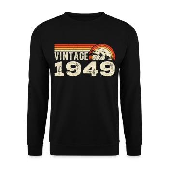 Vintage 1949 Cadeau Anniversaire 1949 Rétro 1949 - Sweat-shirt Unisexe - noir - Devant - Alina (178cm) & Michal (187cm)