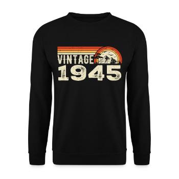 Vintage 1945 Cadeau Anniversaire 1945 Rétro 1945 - Sweat-shirt Unisexe - noir - Devant - Alina (178cm) & Michal (187cm)