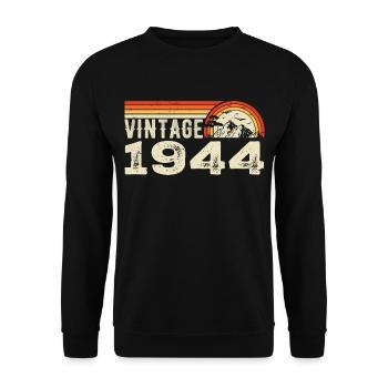 Jahrgang 1944 Geburtstagsgeschenk 1944 Retro 1944 - Unisex Pullover - Schwarz - Vorne - Alina (178cm) & Michal (187cm)