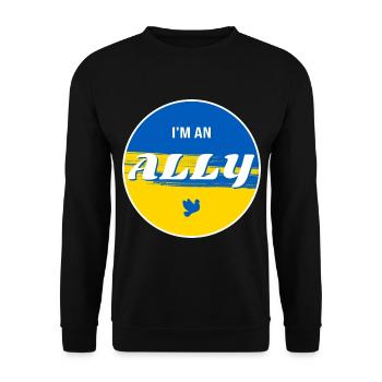 Ukraine ALLY - Unisex Pullover - Schwarz - Vorne - Alina (178cm) & Michal (187cm)
