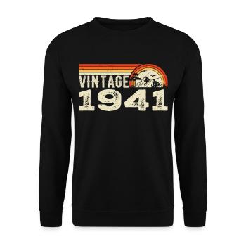 Jahrgang 1941 Geburtstagsgeschenk 1941 Retro 1941 - Unisex Pullover - Schwarz - Vorne - Alina (178cm) & Michal (187cm)