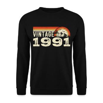 Vintage 1991 Birthday Gift 1991 Retro 1991 - Unisex Sweatshirt - black - Front - Alina (178cm) & Michal (187cm)