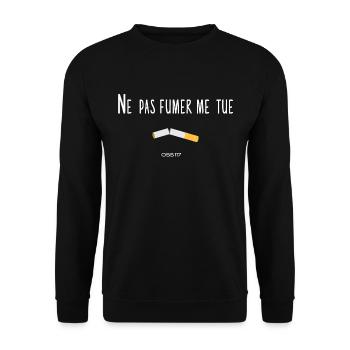 Ne pas fumer me tue oss 117 tshirt citation film - Sweat-shirt Unisexe - noir - Devant - Alina (178cm) & Michal (187cm)