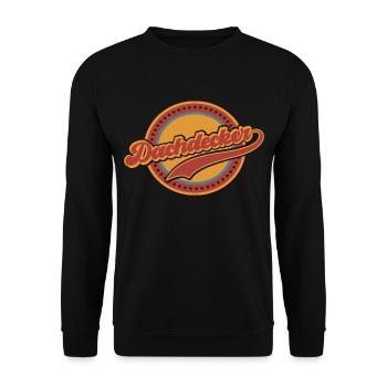 Dachdecker Dachdecken Handwerker Beruf Vintage - Unisex Pullover - Schwarz - Vorne - Alina (178cm) & Michal (187cm)
