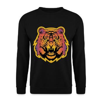 Farbiger Tiger - 2 - Unisex Pullover - Schwarz - Vorne - Alina (178cm) & Michal (187cm)